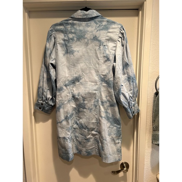 Something Navy Tie Dye Puff Sleeve Denim Dress - Picture 3 of 6